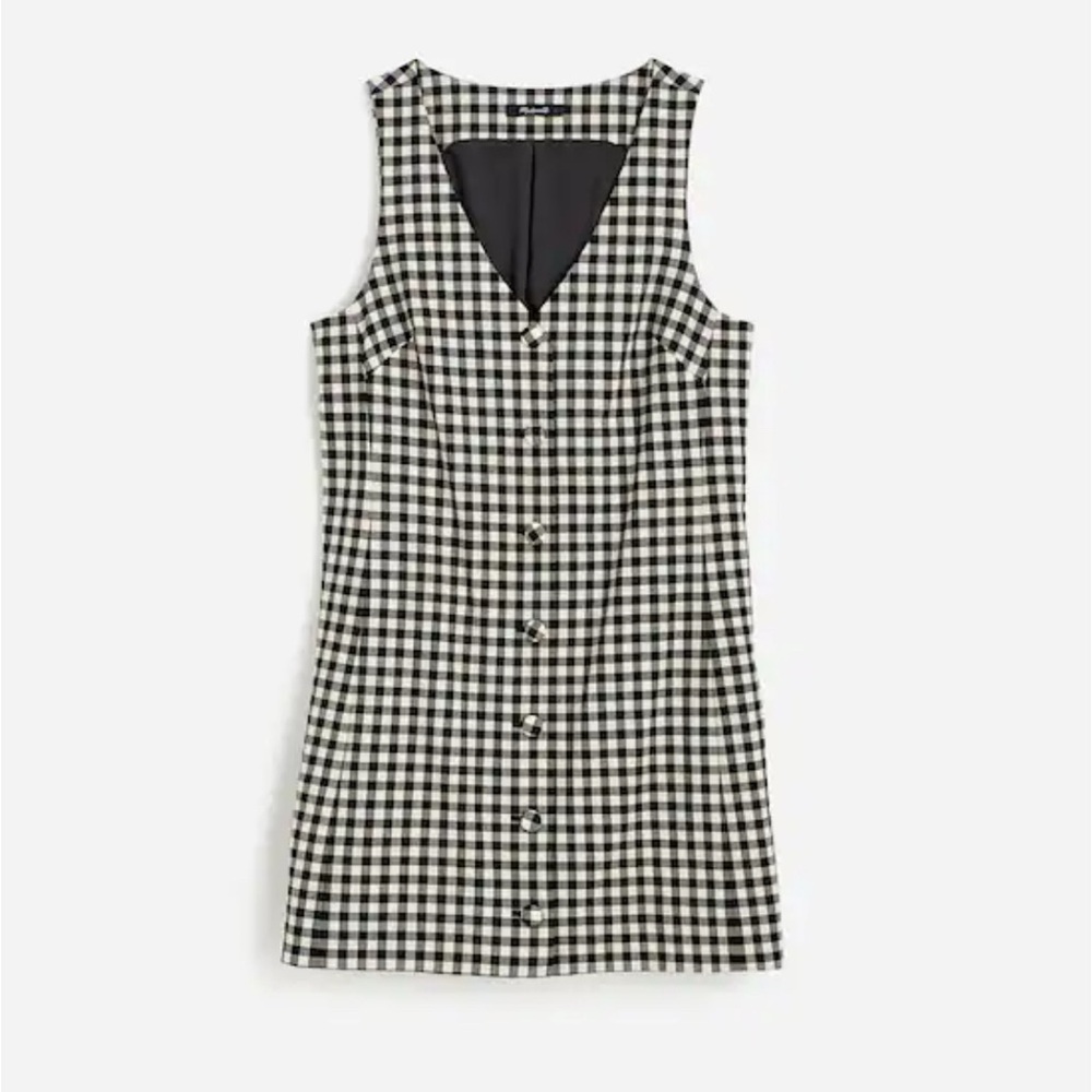 Madewell V-Neck Mini Vest Dress in Gingham. NWT